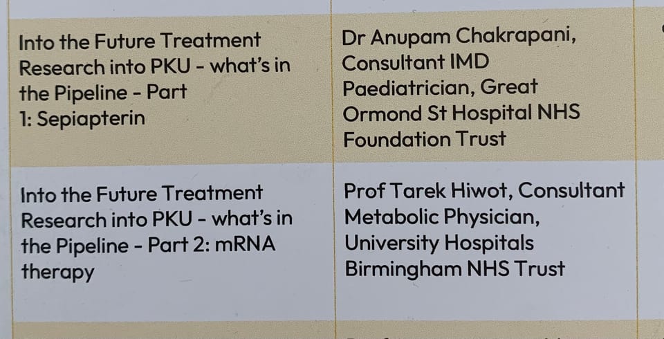 NSPKU conference May 2024. Sepiapterin by Dr Anupam Chakrapani, mRNA therapyu and more by Prof Tarek Hiwot